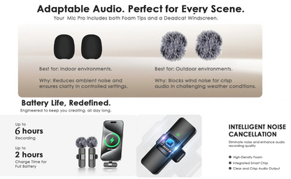 Dual Wireless Microphone for Android/iPhone